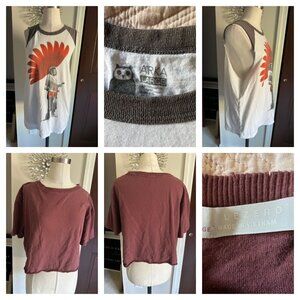 2 ladies tops ARKA sleeveless tee and cropped DOUBLEZERO short sleeve LARGE
